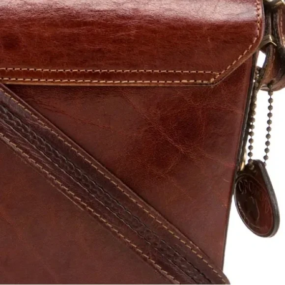 OROTON for Bergdorf Goodman full grain leather and brass handbag MSRP $450 - Picture 7 of 12